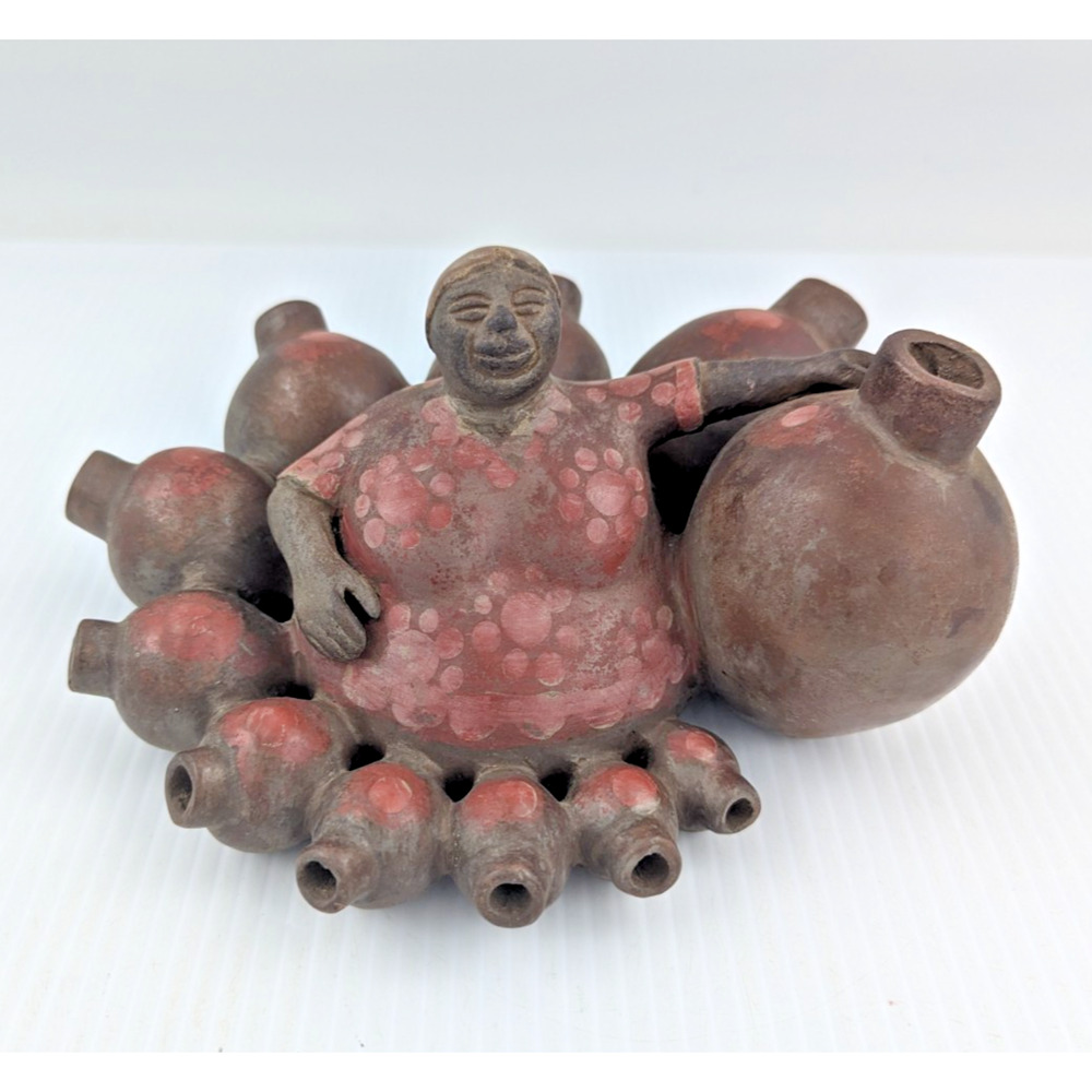Vintage Peru Chulucanas by Cesar Alache Art Folk Pottery Clay Artist Signed